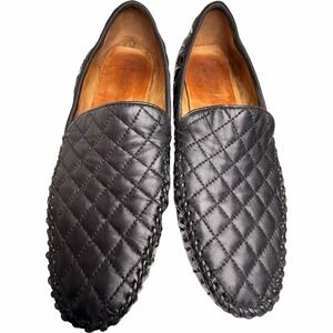 Robert Zur Quilted Black Leather Driver Loafers Womens Size 11‎
